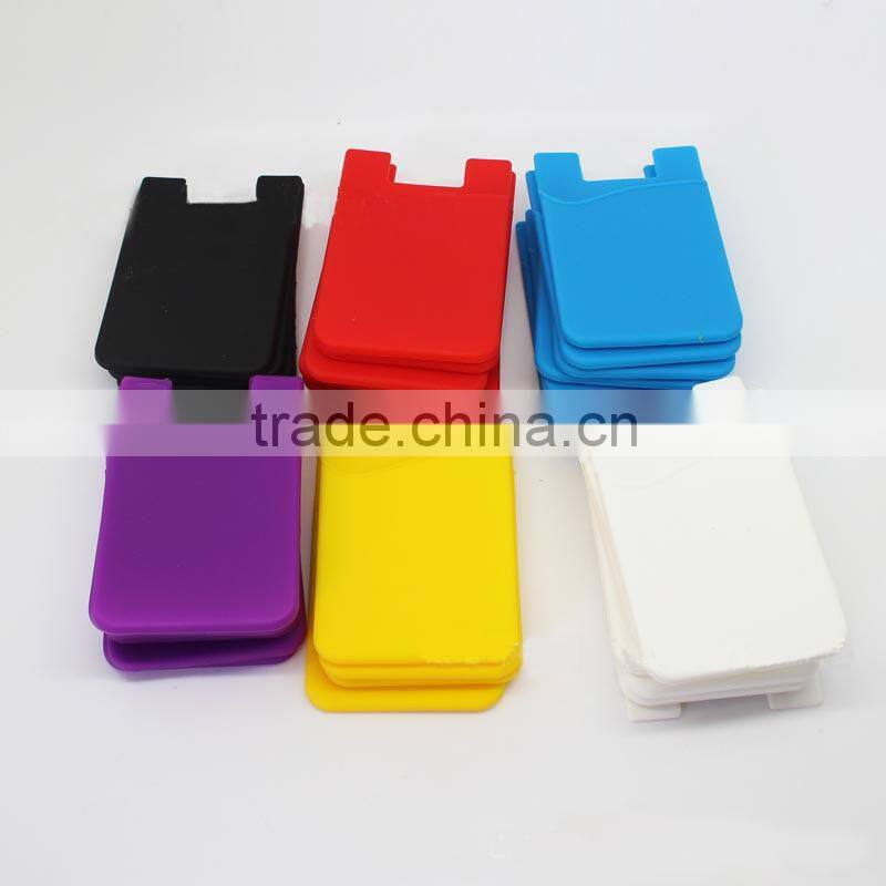 Cute design Self Adhesive 3m sticker silicone smart wallet,silicone card holder ,silicone phone pouch