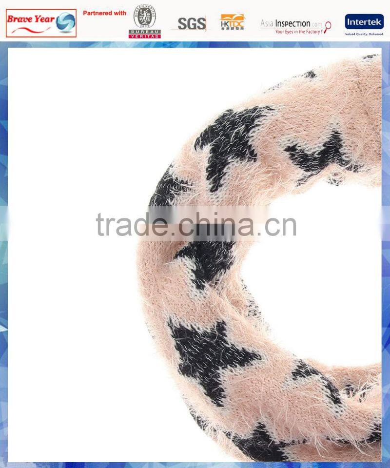 Pink & black knitted glitter star scarf/snood neck scarf