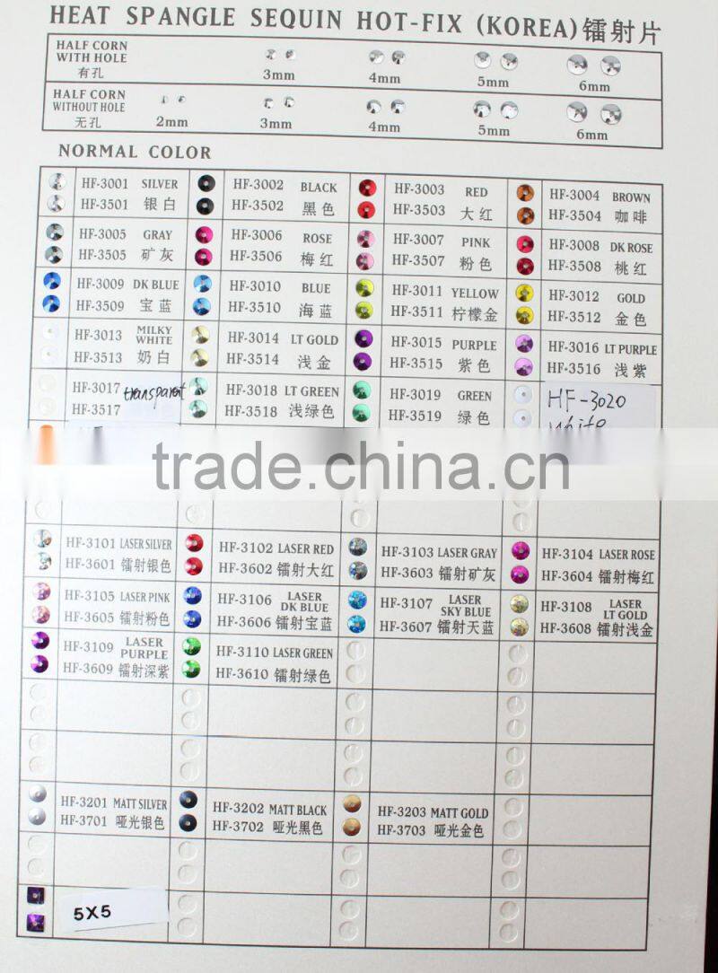 2015 NEWEST design fashion KOREAN QUALITY hot fix spangle sequin LASER RED middle hole CONE SHAPE 3mm 4mm 5mm 6mm