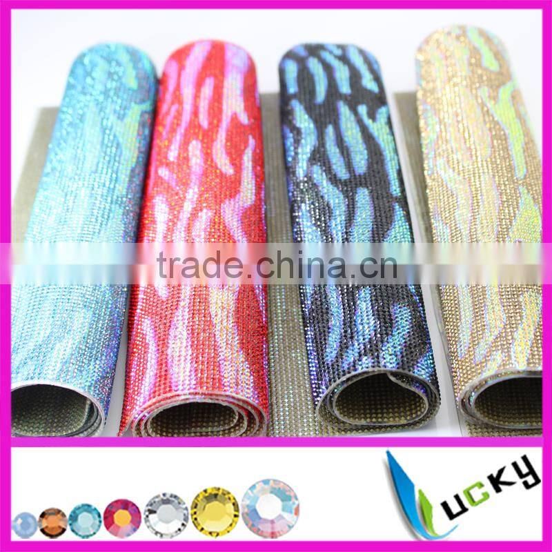 hot fix rhinestone sheet leopard print super closed with A grade quality crystal