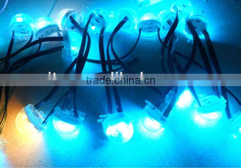 30mm diameter DC12V input ws2811 led smart module,with 3pcs 5050 SMD RGB LED inside, 0.72W,20pcs a string,all black wire