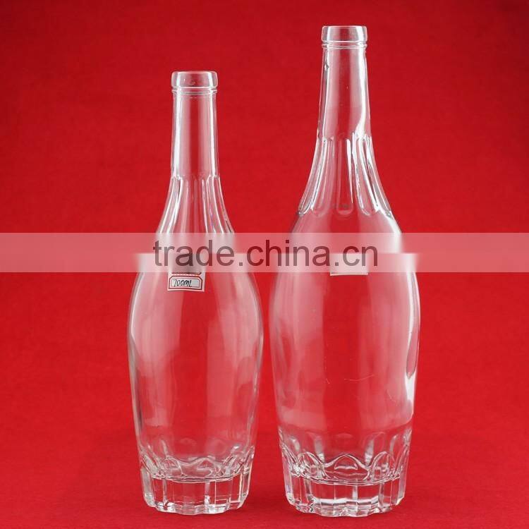 2015 new design Round frosted vodka bottles 750ml flint glass wine bottle Canopus glass liquor bottles