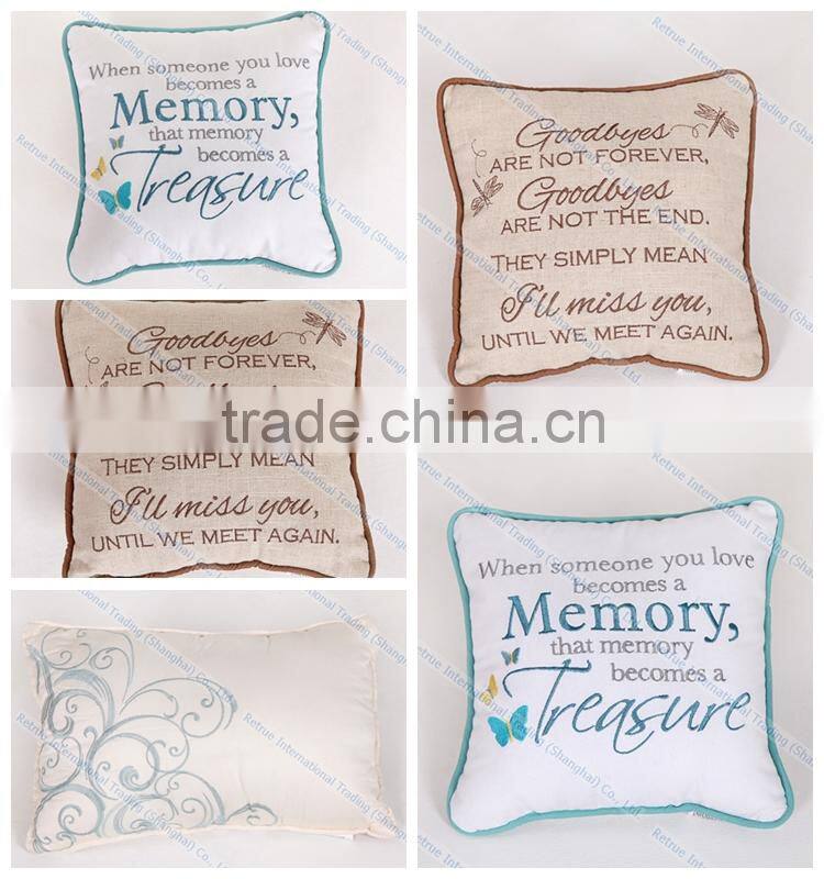 Embroidered Letters White Cushion Covers Modern Decorative Throw Couch Pillows
