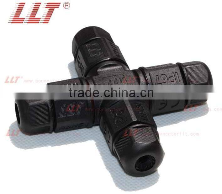 IP67 outdoor lighting cable junction 4-Way Cross type waterproof connector