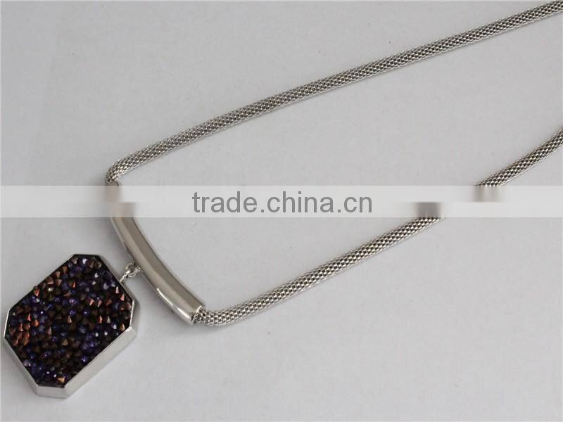 Women female fashion necklace new design 24k rhodium necklace for women