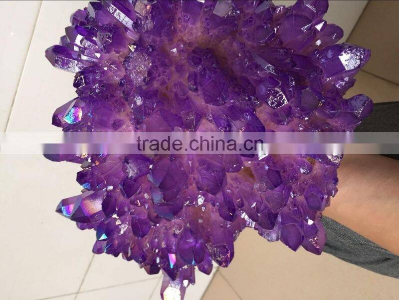 Decorative Large Natural Rock Quartz Purple Crystal Clusters for sale