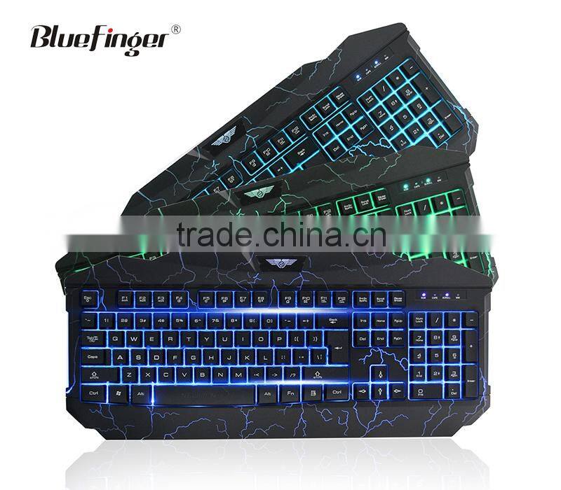 High quality USB wired Green Blue three color led backlit Computer Keyboards