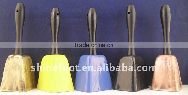 8inch square shape metal cow bell A11-H01 for football fans as cheer noice maker (E058 )