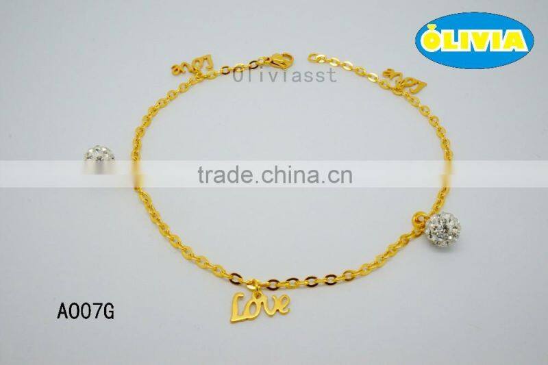 Olivia Jewelry High Quality 25cm Length Women Stainless Steel Anklet In Gold Plated