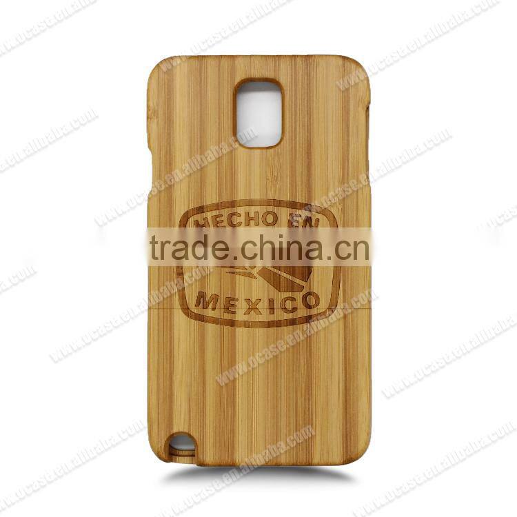 Wholesale Laser Engrave Wood For Samsung Note4 phone Case two parts cell cover