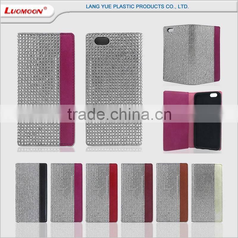 5 inch mobile cell phone case best Austrian diamond PU leather flip cover for samsung galaxy grand i9082