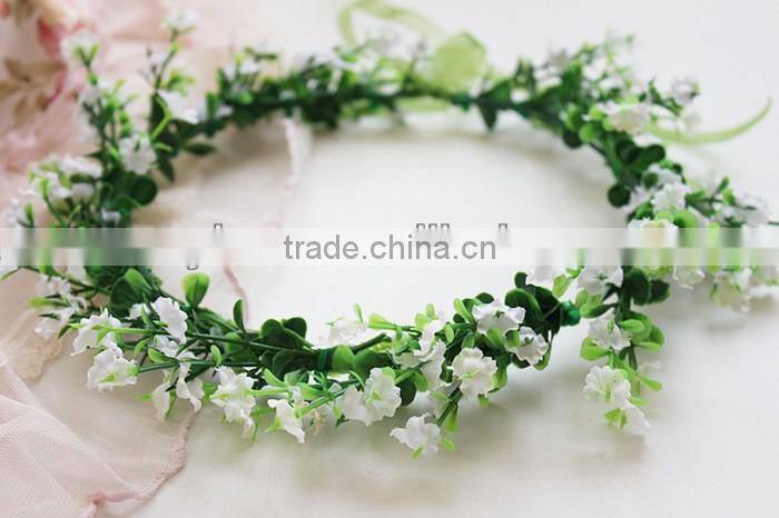 Artificial plum blossom Flower Bridal Hair Accessory Head Wreath Garland For Wedding Prom Party And Christmas Decoration