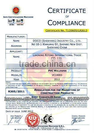 Waterproof Fireproof Eco-friendly CE ISO certificate wallpaper CS29107