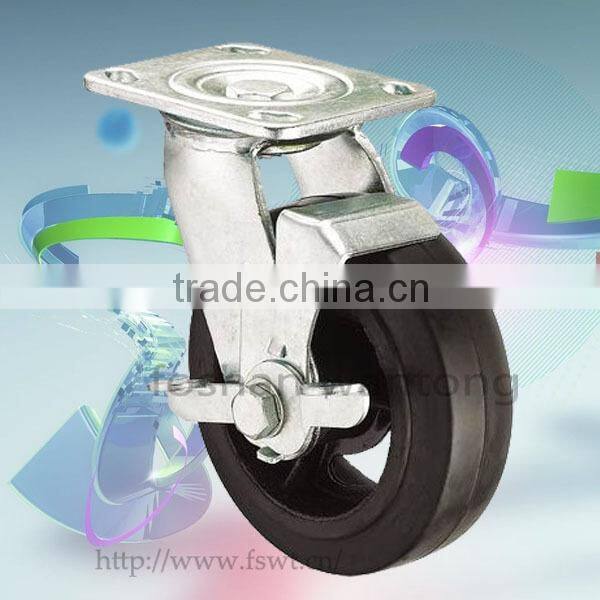 Top Plate 100mm Industrial Swivel Black Rubber Caster Wheels