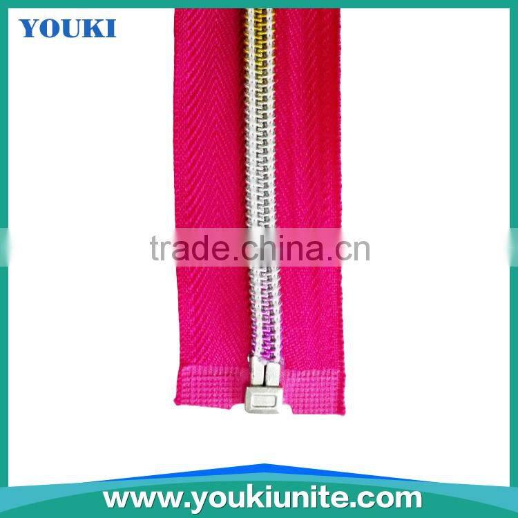 5# Woven Tape Nylon Zipper Open-end With Rainbow Teeth Auto Lock YKN-2014