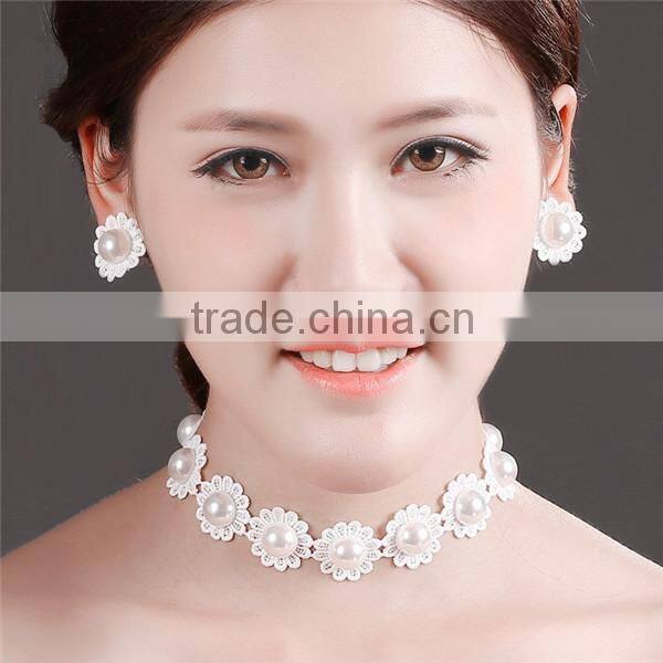 MYLOVE Simple pearl short necklace flower stud earring wholesale MLT016