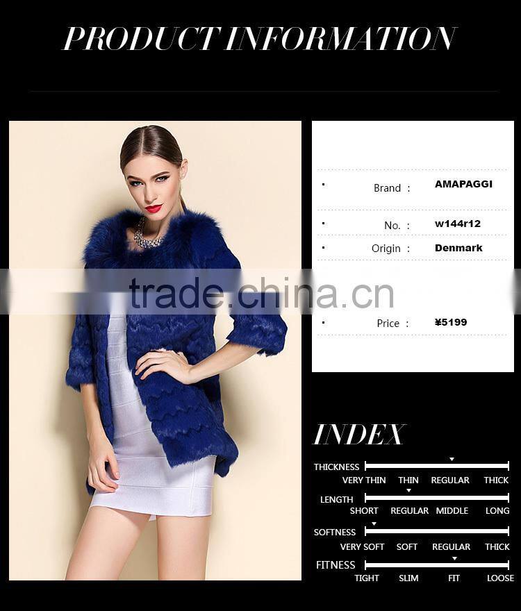 half sleeve winter long rabbit fur coats women made in China