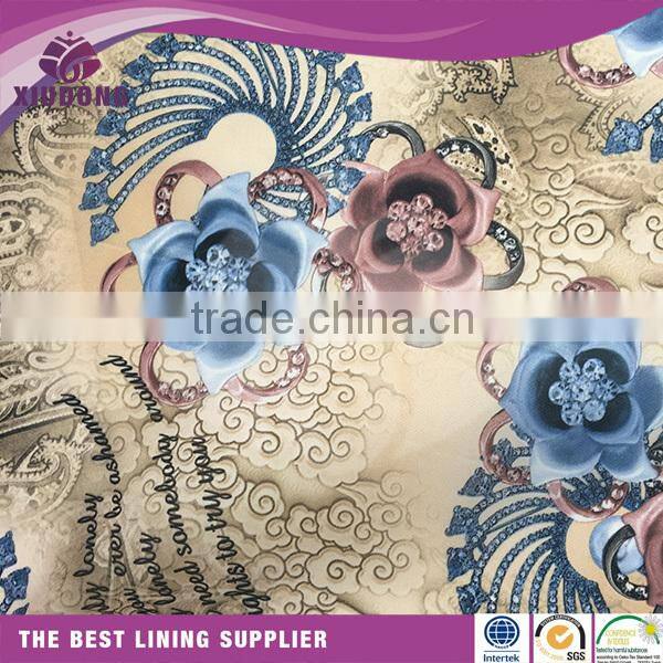 100%Polyester Printing Woven Plain Fabric For garment/bag/luggage lining taffeta fabric