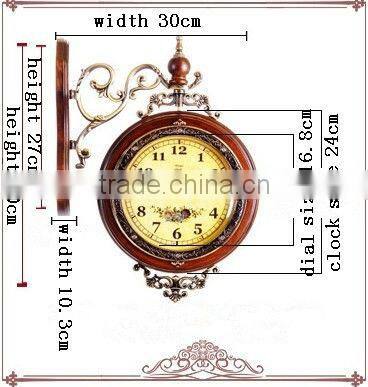 Modern Design Home Decor Brown Wooden Art Double Sided Wall Clocks For Gifts