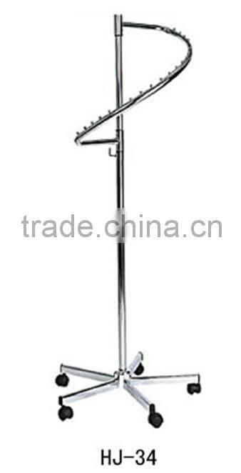 HJ-23 Stainless steel adjustable dual bars clothing rack floor standing rack shelf