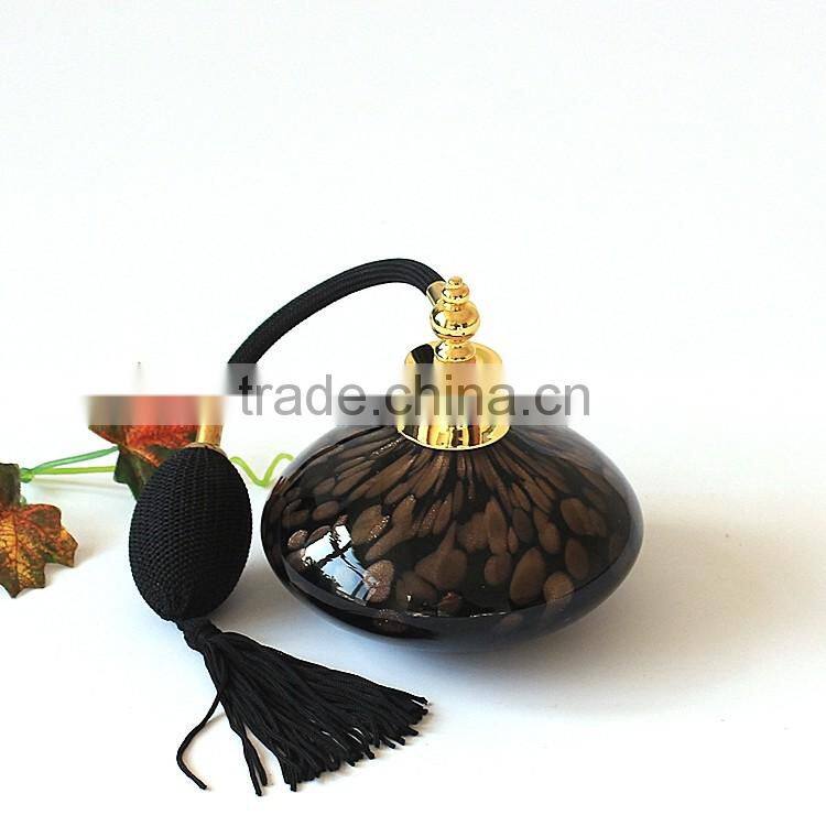 High-grade European and American Series Glass Airbag Pump Perfume Bottle & Empty Big Capacity Black Gold Point Decation Bottle