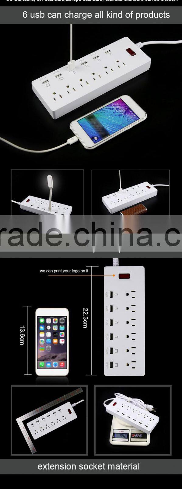 2-in-1 Surge Protected Power Strip USB Charger Station Combo Charging Ports Power Socket