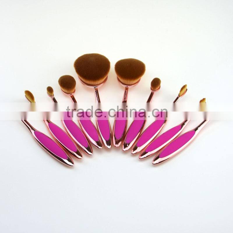 2017 Alibaba Unique rose gold color 5pcs / 6pcs magnet oval makeup brushes cosmetics makeup brush set Whloesale make up brushes