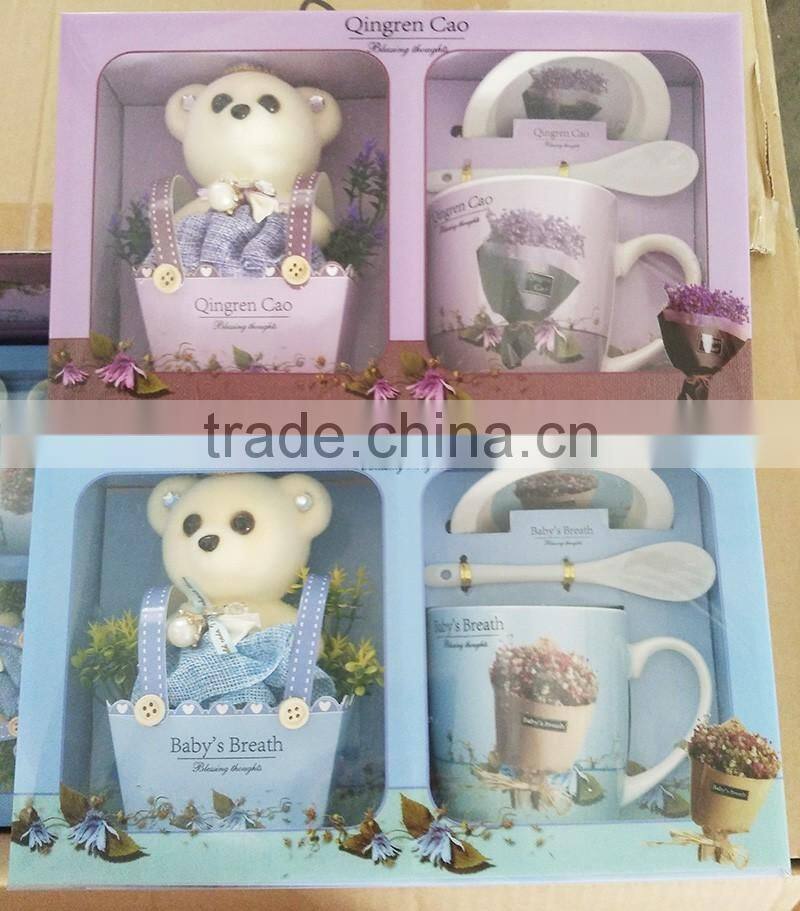 2016 wholesale creative ceramic coffee cup/mug suit coffee cup gift packing for coffee