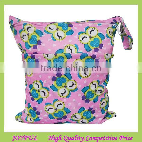 Solid zippered baby wet and dry cloth diaper bag