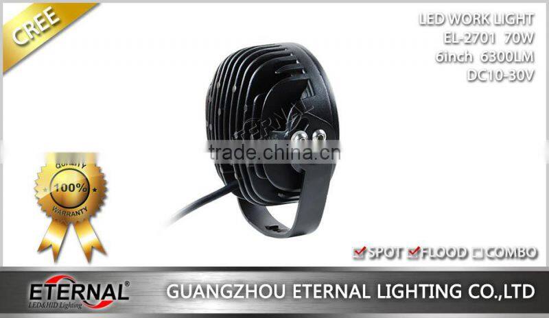 70W round led work light construction equipment heavy duty mining truck trailer led work lamp