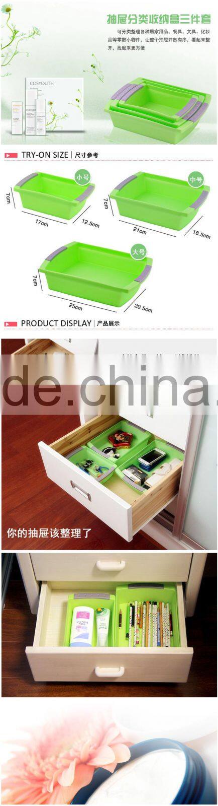 home office drawer organizer sorter case/desktop stuff organizer box set of 3-Green