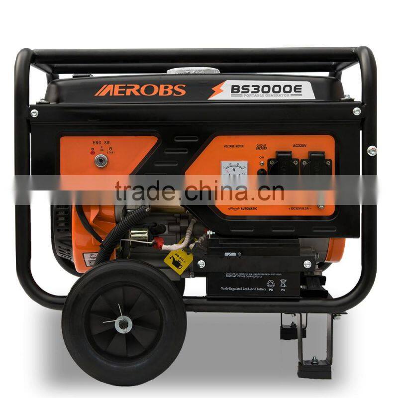 BSGE3000E Knife model AEROBS OEM Factory China Mini Electric Start 220V Gasoline Generator