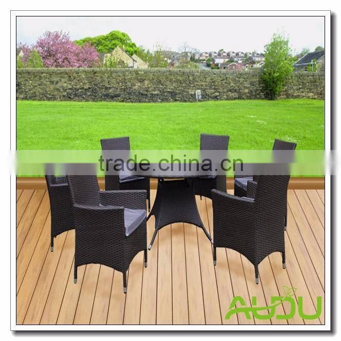 Audu Atlanta Outdoor Garden Rattan Dining Set With Lazy Susan