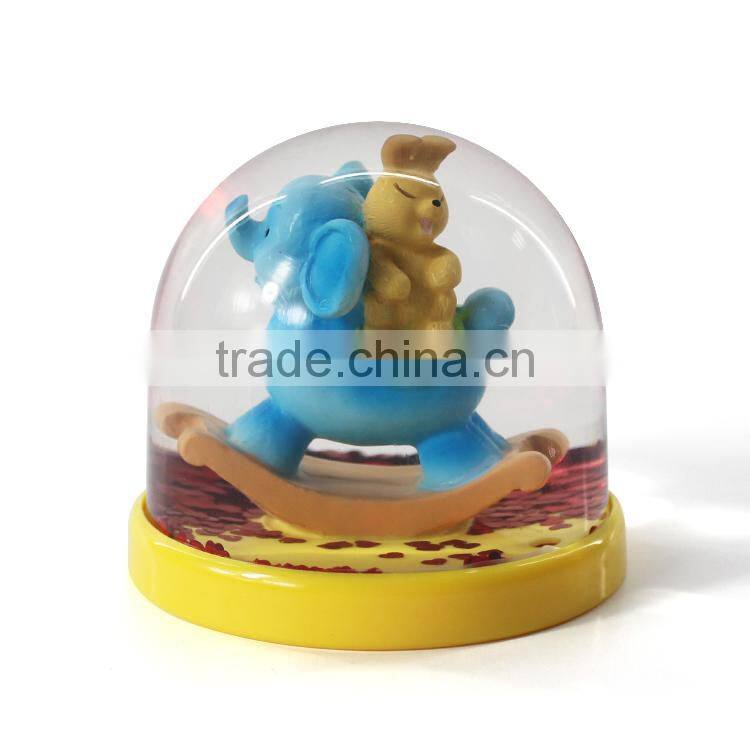 2015 custom plastic snowball with resin figurine