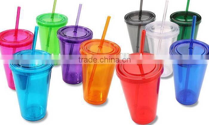 hard plastic cup with lid and straw