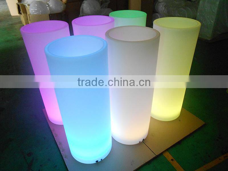High quality PE LED round flower pot/PE led bucket /LED cooler for outdoor/wedding decor/bar/nightclub