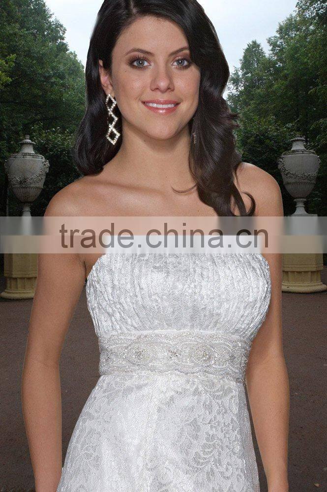 Classic Strapless Taffeta Appliques Sequin Wedding Dress