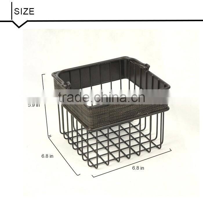 Square Metal Wire and Textilene Bathroom Caddy With Handle