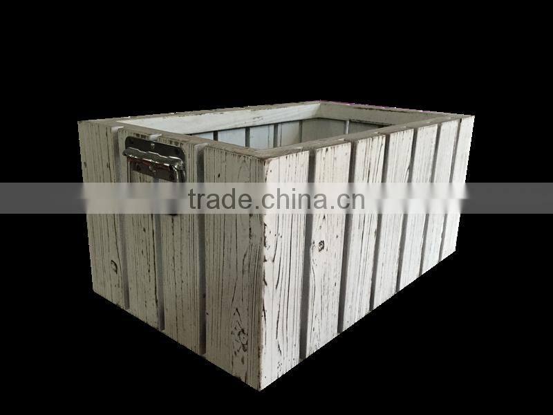 Custom white Metal tray with strip wood base in cheap price