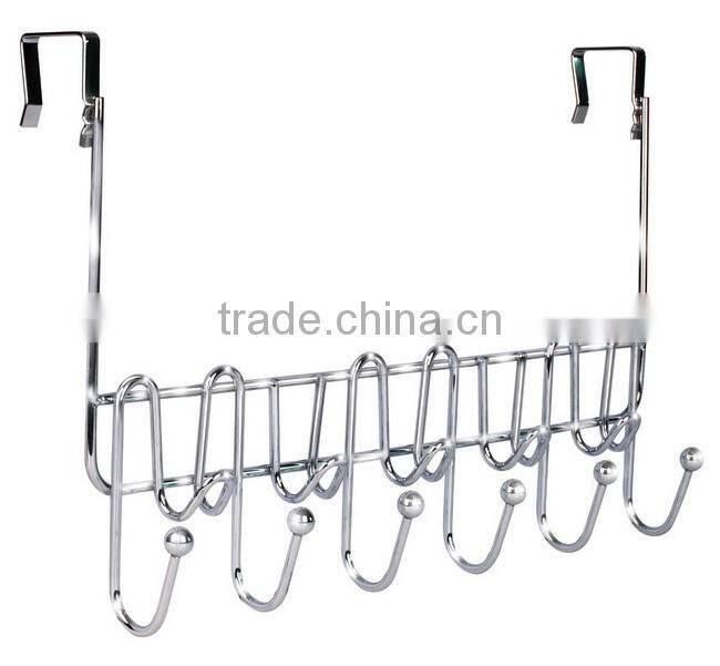 Chrome Plating Over The Door 11 Hook Organizer Rack
