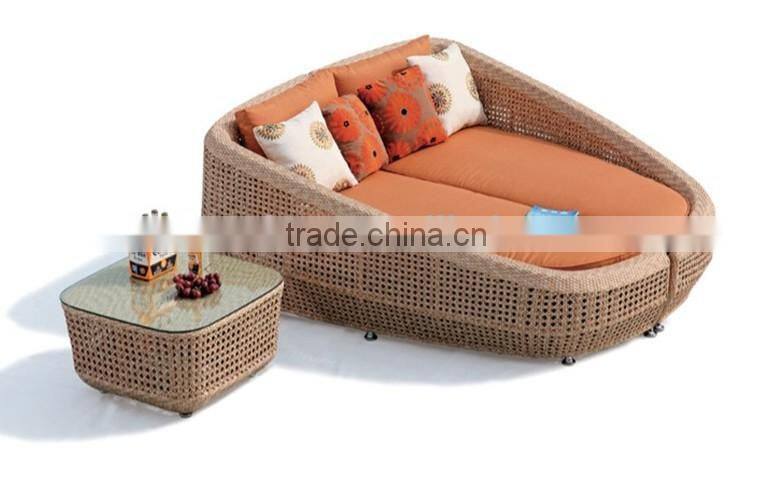 synthetic rattan outdoor furniture modular sunbed 3pcs