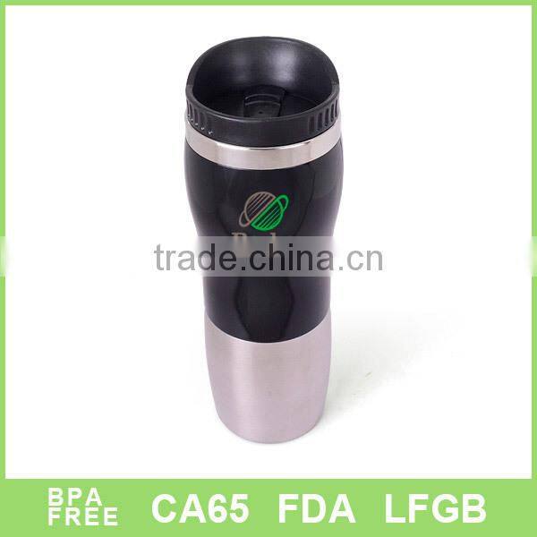 2015 best selling Stainless steel plastic travel coffee mug