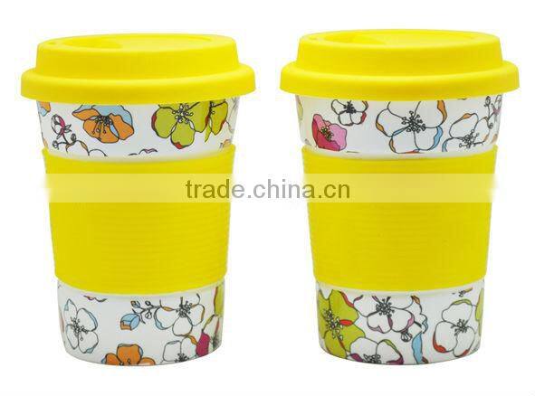 Princess Porcelain Travel Mug with Silicone Grip & Lid