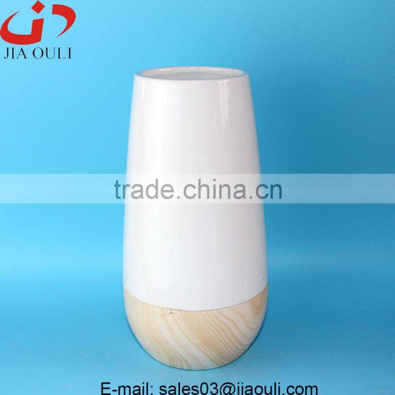 Simple design Ceramic wooden finish vases for home decor, chinese vases