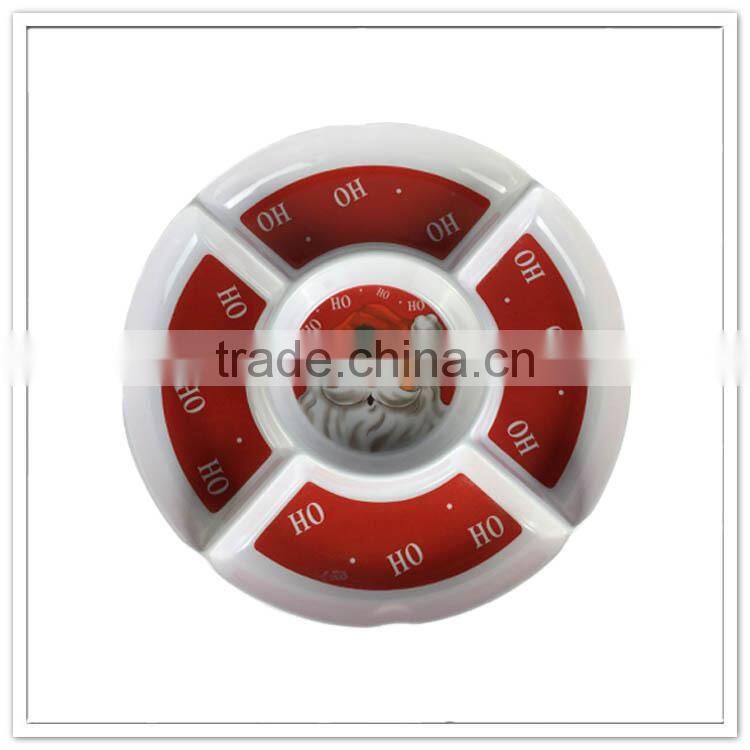 Fiestaware family use tableware chips dish five divider red round xmas plates