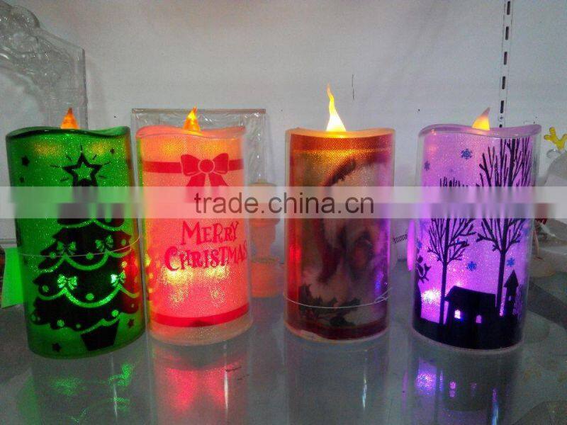 2015 high quality acrylic colorized led candle holders