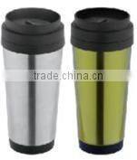 450ml stainless steel inner plastic outer steel vacuum cup/auto mug/Travel mugs with TPR handle