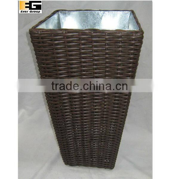 gray pe rattan woven planter