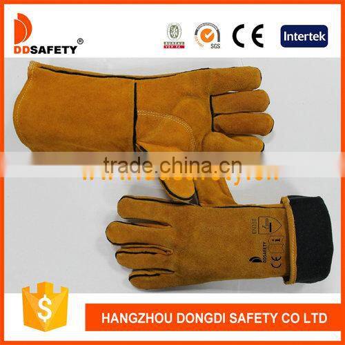 DDSAFETY Yellow split leather gloves