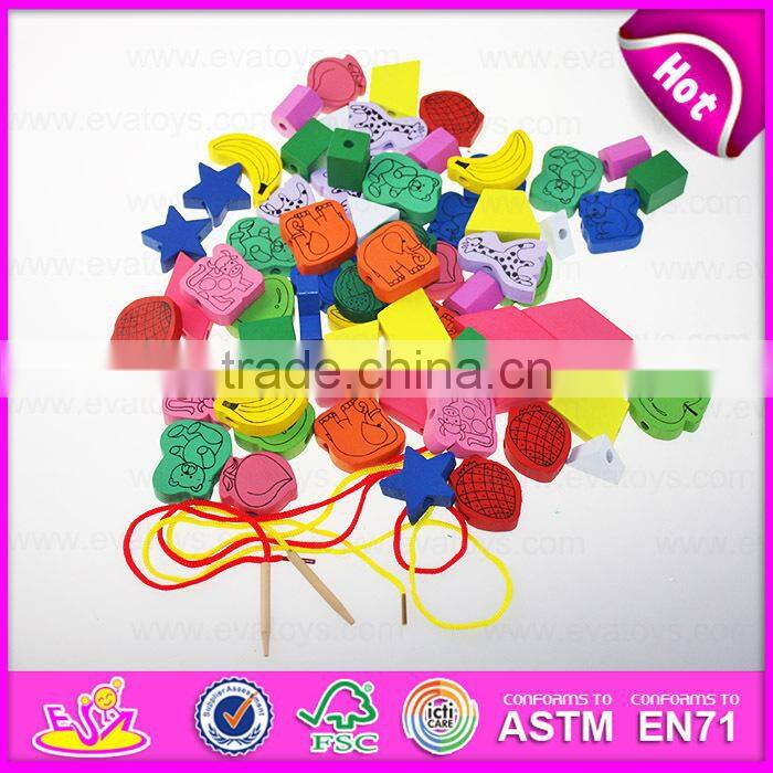 2015 Wholesale Novelty kids wooden threading toy,Creative children wooden toy threading,Wooden Threading Educational Toy W11E040